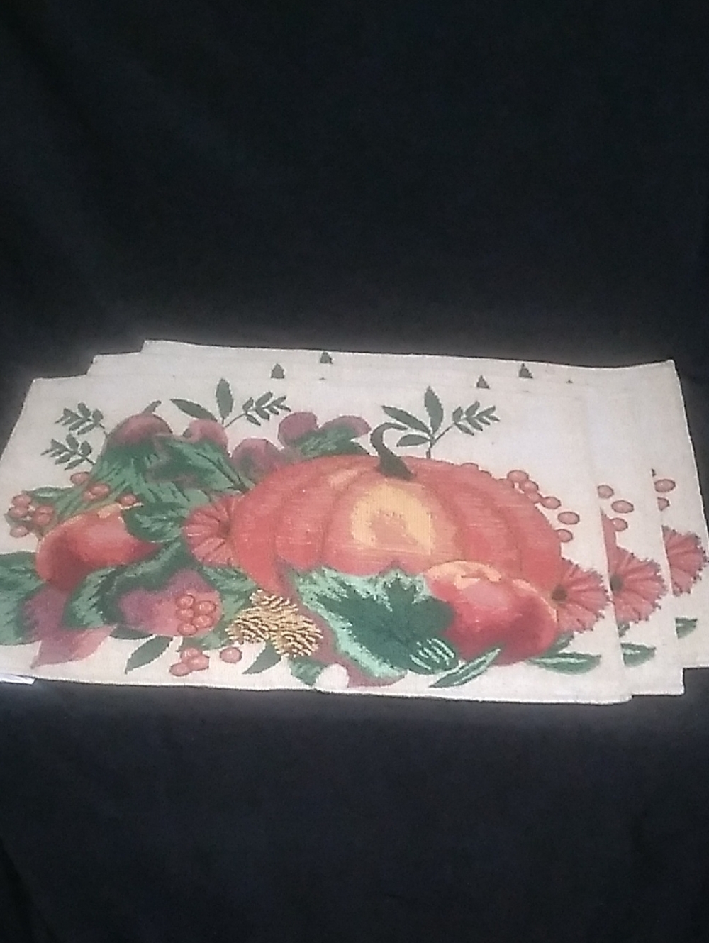 Woven Autumn Pumpkin Motif Placemat Set Of 3 (H1)